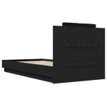 vidaXL Cadru de pat cu tăblie, negru, 75x190 cm, lemn prelucrat vidaXL Cadru de pat cu tăblie, negru, 75x190 cm, lemn prelucrat