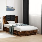 vidaXL Cadru de pat cu tăblie stejar fumuriu 75x190 cm lemn prelucrat vidaXL Cadru de pat cu tăblie stejar fumuriu 75x190 cm lemn prelucrat