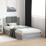 vidaXL Cadru de pat cu tăblie gri sonoma 75x190 cm lemn prelucrat vidaXL Cadru de pat cu tăblie gri sonoma 75x190 cm lemn prelucrat
