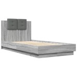 vidaXL Cadru de pat cu tăblie gri sonoma 75x190 cm lemn prelucrat vidaXL Cadru de pat cu tăblie gri sonoma 75x190 cm lemn prelucrat
