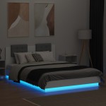 vidaXL Cadru de pat cu tăblie și lumini LED, alb, 140x200 cm vidaXL Cadru de pat cu tăblie și lumini LED, alb, 140x200 cm