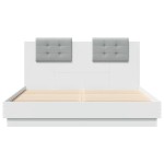 vidaXL Cadru de pat cu tăblie și lumini LED, alb, 140x200 cm vidaXL Cadru de pat cu tăblie și lumini LED, alb, 140x200 cm
