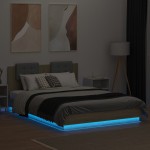 vidaXL Cadru de pat cu tăblie și lumini LED, stejar sonoma, 120x200 cm