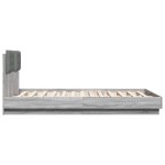vidaXL Cadru de pat cu tăblie și lumini LED, gri sonoma, 120x200 cm