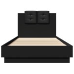 vidaXL Cadru de pat cu tăblie și lumini LED, negru, 100x200 cm vidaXL Cadru de pat cu tăblie și lumini LED, negru, 100x200 cm