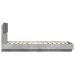 vidaXL Cadru de pat cu tăblie și lumini LED, gri beton, 100x200 cm