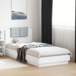 vidaXL Cadru de pat cu tăblie și lumini LED, alb, 90x200 cm vidaXL Cadru de pat cu tăblie și lumini LED, alb, 90x200 cm