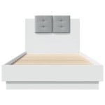 vidaXL Cadru de pat cu tăblie și lumini LED, alb, 90x200 cm vidaXL Cadru de pat cu tăblie și lumini LED, alb, 90x200 cm