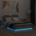 vidaXL Cadru de pat cu tăblie și lumini LED, stejar sonoma, 140x190 cm vidaXL Cadru de pat cu tăblie și lumini LED, stejar sonoma, 140x190 cm