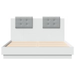 vidaXL Cadru de pat cu tăblie și lumini LED, alb, 135x190 cm vidaXL Cadru de pat cu tăblie și lumini LED, alb, 135x190 cm