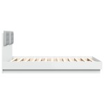 vidaXL Cadru de pat cu tăblie și lumini LED, alb, 135x190 cm vidaXL Cadru de pat cu tăblie și lumini LED, alb, 135x190 cm