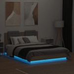vidaXL Cadru de pat cu tăblie și lumini LED, stejar sonoma, 120x190 cm vidaXL Cadru de pat cu tăblie și lumini LED, stejar sonoma, 120x190 cm