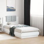 vidaXL Cadru de pat cu tăblie și lumini LED, alb, 90x190 cm vidaXL Cadru de pat cu tăblie și lumini LED, alb, 90x190 cm