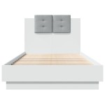 vidaXL Cadru de pat cu tăblie și lumini LED, alb, 90x190 cm vidaXL Cadru de pat cu tăblie și lumini LED, alb, 90x190 cm
