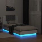 vidaXL Cadru de pat cu tăblie și lumini LED, alb, 75x190 cm