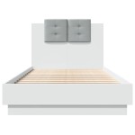 vidaXL Cadru de pat cu tăblie și lumini LED, alb, 75x190 cm