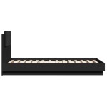 vidaXL Cadru de pat cu tăblie și lumini LED, negru, 75x190 cm