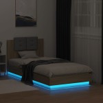 vidaXL Cadru de pat cu tăblie și lumini LED, stejar sonoma, 75x190 cm