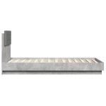 vidaXL Cadru de pat cu tăblie și lumini LED, gri beton, 75x190 cm