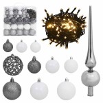 vidaXL Brad Crăciun artificial, 300 LED/globuri/zăpadă pufoasă, 240 cm vidaXL Brad Crăciun artificial, 300 LED/globuri/zăpadă pufoasă, 240 cm
