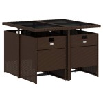 vidaXL Set mobilier de grădină, 5 piese, cu perne, maro, poliratan vidaXL Set mobilier de grădină, 5 piese, cu perne, maro, poliratan