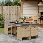 vidaXL Set mobilier pentru grădină, 5 piese, cu perne, bej, poliratan vidaXL Set mobilier pentru grădină, 5 piese, cu perne, bej, poliratan
