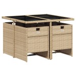 vidaXL Set mobilier pentru grădină, 5 piese, cu perne, bej, poliratan vidaXL Set mobilier pentru grădină, 5 piese, cu perne, bej, poliratan