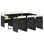 vidaXL Set mobilier de grădină cu perne, 7 piese, negru, poliratan vidaXL Set mobilier de grădină cu perne, 7 piese, negru, poliratan