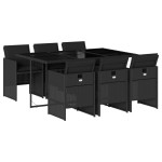 vidaXL Set mobilier de grădină cu perne, 7 piese, negru, poliratan vidaXL Set mobilier de grădină cu perne, 7 piese, negru, poliratan