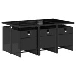 vidaXL Set mobilier de grădină cu perne, 7 piese, negru, poliratan vidaXL Set mobilier de grădină cu perne, 7 piese, negru, poliratan