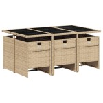 vidaXL Set mobilier pentru grădină, 7 piese, cu perne, bej, poliratan vidaXL Set mobilier pentru grădină, 7 piese, cu perne, bej, poliratan