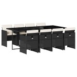 vidaXL Set mobilier de grădină cu perne, 9 piese, negru, poliratan vidaXL Set mobilier de grădină cu perne, 9 piese, negru, poliratan