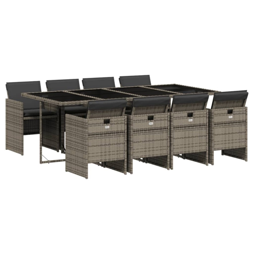 vidaXL Set mobilier grădină cu perne, 9 piese, gri, poliratan
