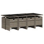 vidaXL Set mobilier grădină cu perne, 9 piese, gri, poliratan