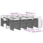 vidaXL Set mobilier grădină cu perne, 9 piese, gri, poliratan
