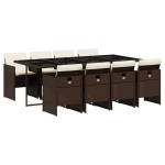 vidaXL Set mobilier de grădină cu perne, 9 piese, maro, poliratan