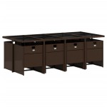 vidaXL Set mobilier de grădină cu perne, 9 piese, maro, poliratan