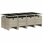 vidaXL Set mobilier grădină cu perne, 9 piese, gri deschis, poliratan vidaXL Set mobilier grădină cu perne, 9 piese, gri deschis, poliratan