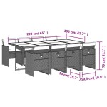 vidaXL Set mobilier grădină cu perne, 9 piese, gri, poliratan