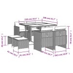 vidaXL Set mobilier de grădină cu perne, 9 piese, negru, poliratan
