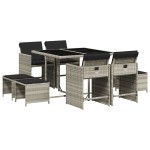 vidaXL Set mobilier grădină cu perne, 9 piese, gri deschis, poliratan vidaXL Set mobilier grădină cu perne, 9 piese, gri deschis, poliratan