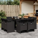 vidaXL Set mobilier de grădină cu perne, 9 piese, negru, poliratan vidaXL Set mobilier de grădină cu perne, 9 piese, negru, poliratan