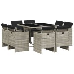 vidaXL Set mobilier grădină cu perne, 9 piese, gri deschis, poliratan vidaXL Set mobilier grădină cu perne, 9 piese, gri deschis, poliratan