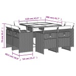 vidaXL Set mobilier grădină cu perne, 9 piese, gri, poliratan