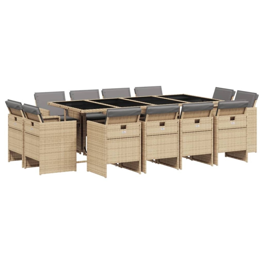 vidaXL Set mobilier grădină cu perne, 13 piese, bej combinat poliratan