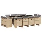 vidaXL Set mobilier grădină cu perne, 13 piese, bej combinat poliratan