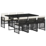 vidaXL Set mobilier de grădină cu perne, 7 piese, negru, poliratan vidaXL Set mobilier de grădină cu perne, 7 piese, negru, poliratan