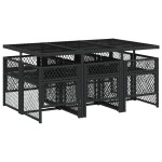 vidaXL Set mobilier de grădină cu perne, 7 piese, negru, poliratan vidaXL Set mobilier de grădină cu perne, 7 piese, negru, poliratan