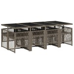 vidaXL Set mobilier grădină cu perne, 9 piese, gri, poliratan