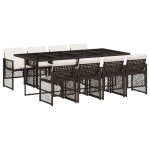 vidaXL Set mobilier de grădină cu perne, 9 piese, maro, poliratan